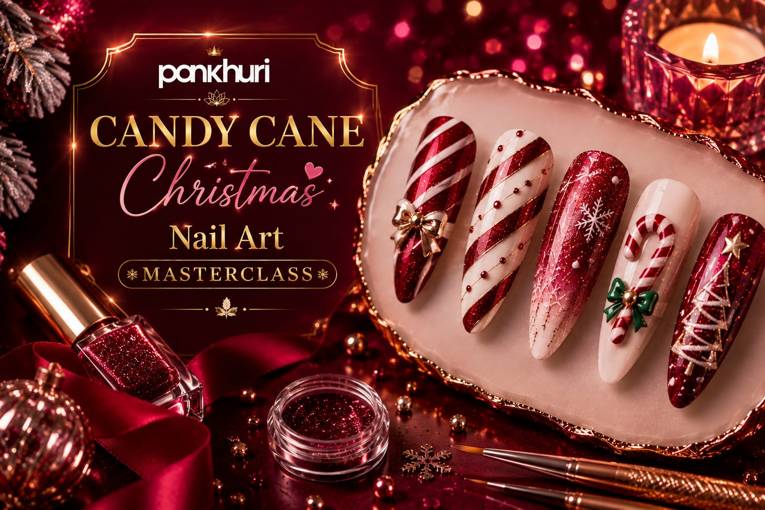 Candy Cane Christmas Nail Art Masterclass